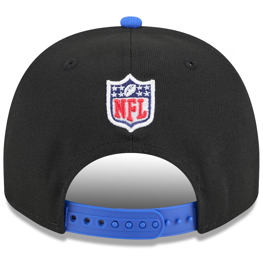 LOS ANGELES RAMS 2025 NFL DRAFT 9FIFTY A-FRAME SNAPBACK HAT - BLACK/BLUE