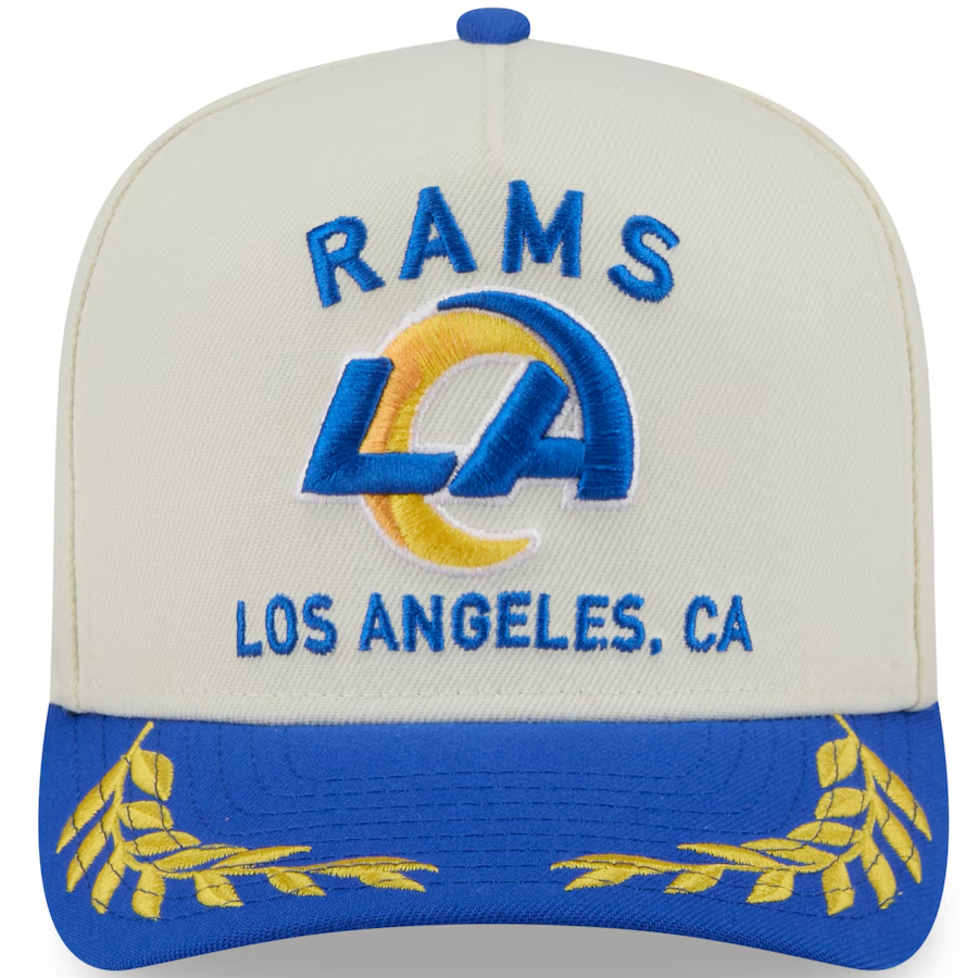 LOS ANGELES RAMS 2025 NFL DRAFT 9FIFTY A-FRAME SNAPBACK HAT - CHROME WHITE/BLUE