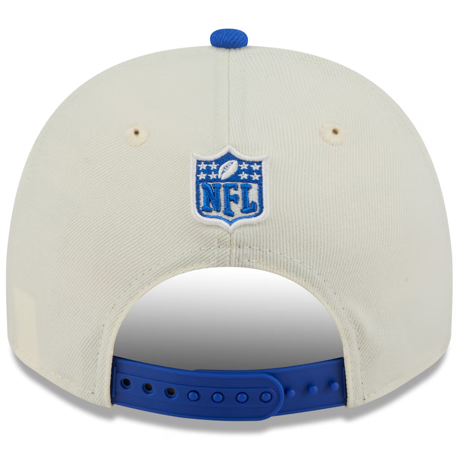 LOS ANGELES RAMS 2025 NFL DRAFT 9FIFTY A-FRAME SNAPBACK HAT - CHROME WHITE/BLUE