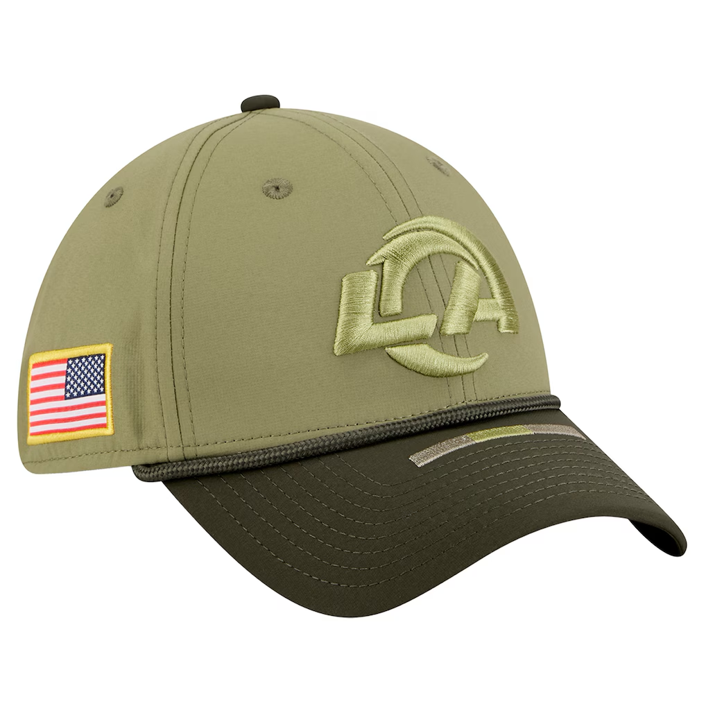 LOS ANGELES RAMS 2025 NFL SALUTE TO SERVICE 39THIRTY FLEX FIT HAT - GREEN
