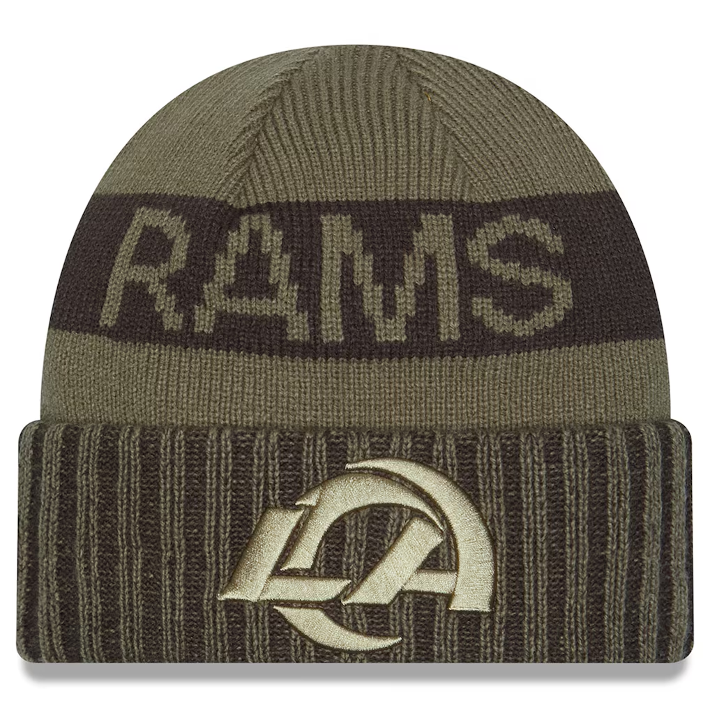 LOS ANGELES RAMS 2025 NFL SALUTE TO SERVICE CUFFED KNIT BEANIE - DARK GREEN