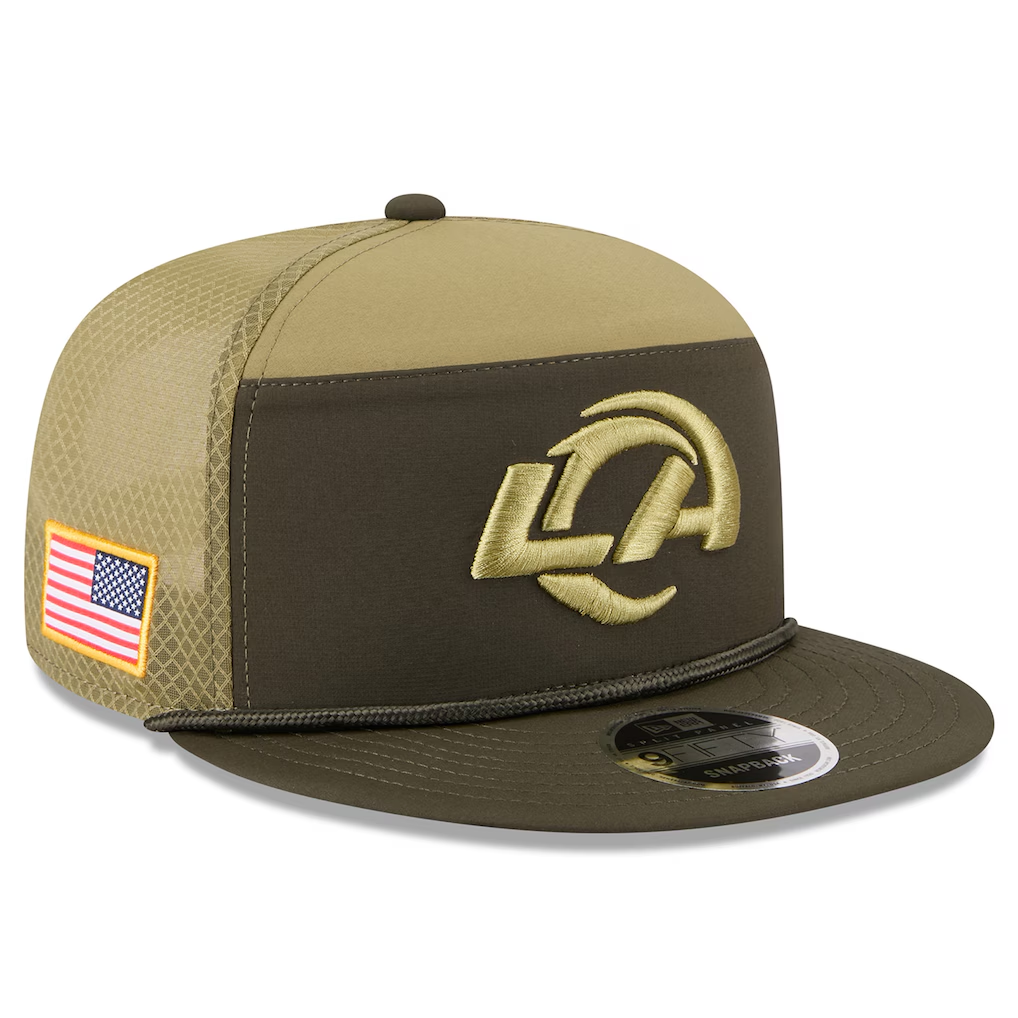 LOS ANGELES RAMS 2025 NFL SALUTE TO SERVICE SPLIT PANEL 9FIFTY SNAPBAC ...