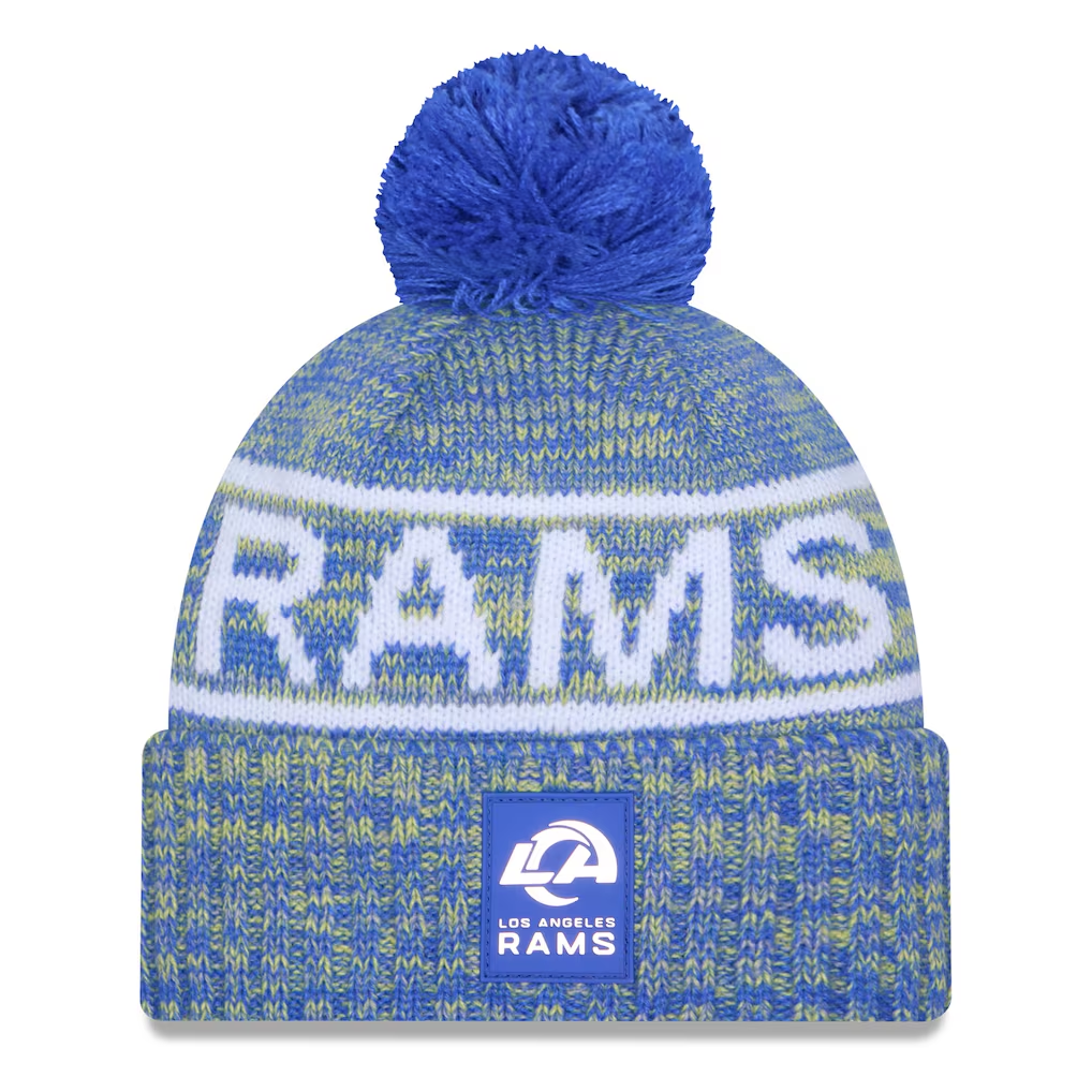 LOS ANGELES RAMS 2025 NFL SIDELINE COLD WEATHER CUFFED KNIT WITH POM - BLUE