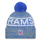 LOS ANGELES RAMS 2025 NFL SIDELINE COLD WEATHER CUFFED KNIT WITH POM - BLUE