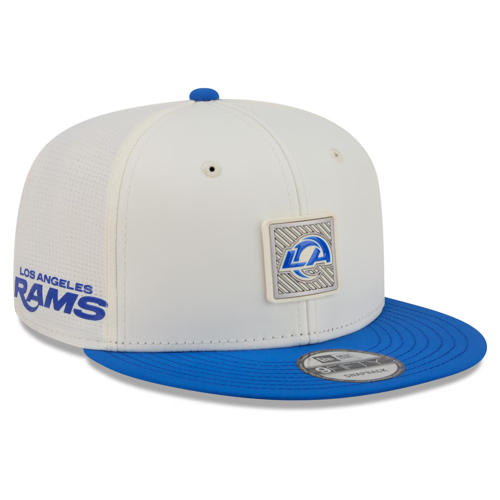LOS ANGELES RAMS 2026 NFL TRAINING CAMP 9FIFTY SNAPBACK HAT - CHROME WHITE/BLUE