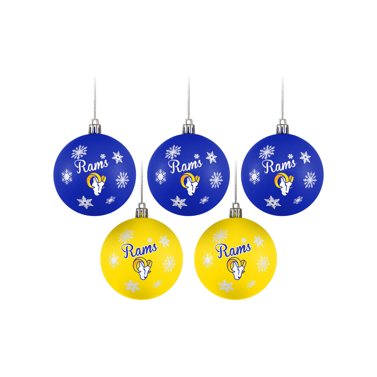 LOS ANGELES RAMS 5 PACK SHATTERPROOF BALL ORNAMENT SET