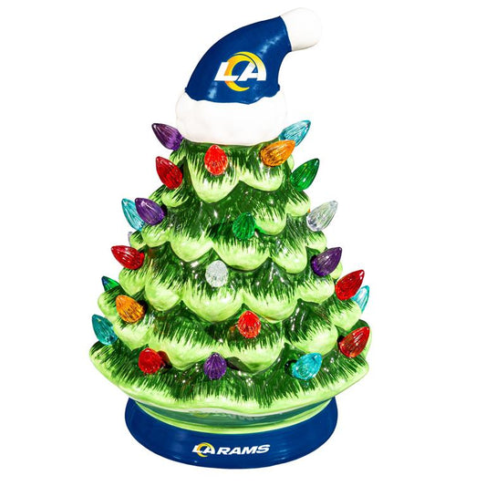 LOS ANGELES RAMS 8" LED CERAMIC CHRISTMAS TREE