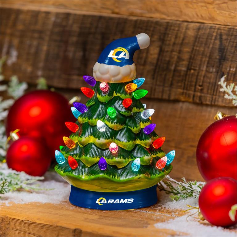 LOS ANGELES RAMS 8" LED CERAMIC CHRISTMAS TREE