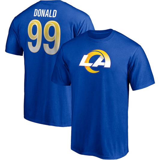 LOS ANGELES RAMS AARON DONALD MEN'S PLAYER ICON NAME & NUMBER T-SHIRT