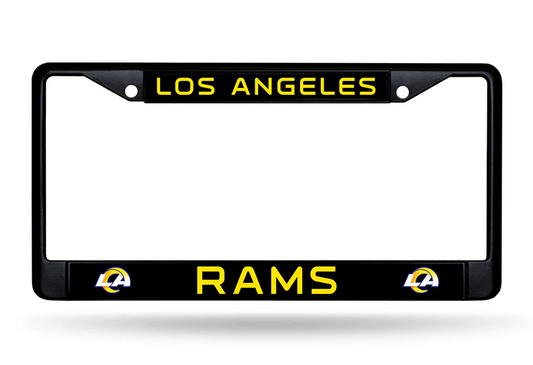 LOS ANGELES RAMS BLACK CHROME METAL LICENSE PLATE FRAME