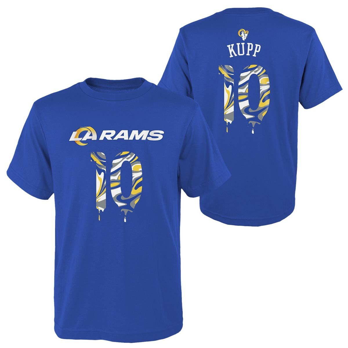 Nfl Drip Rams LOS ANGELES RAMS COOPER KUPP YOUTH DRIP NAME & NUMBER T-SHIRT – JR'S SPORTS