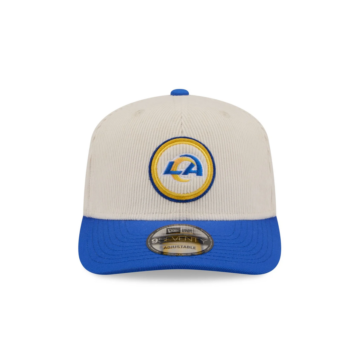 LOS ANGELES RAMS LOYAL CORDUROY 9SEVENTY STRETCH-SNAP ADJUSTABLE HAT - CHROME WHITE/ROYAL