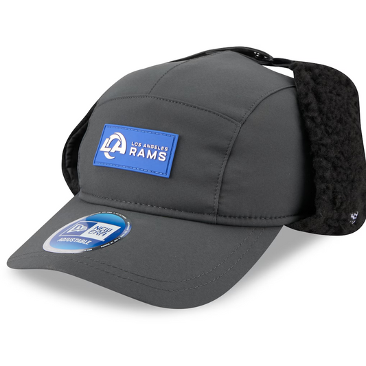 LOS ANGELES RAMS MEN'S 2025 NFL SIDELINE COLD WEATHER RUNNER DOG EAR ADJUSTABLE HAT - CHARCOAL