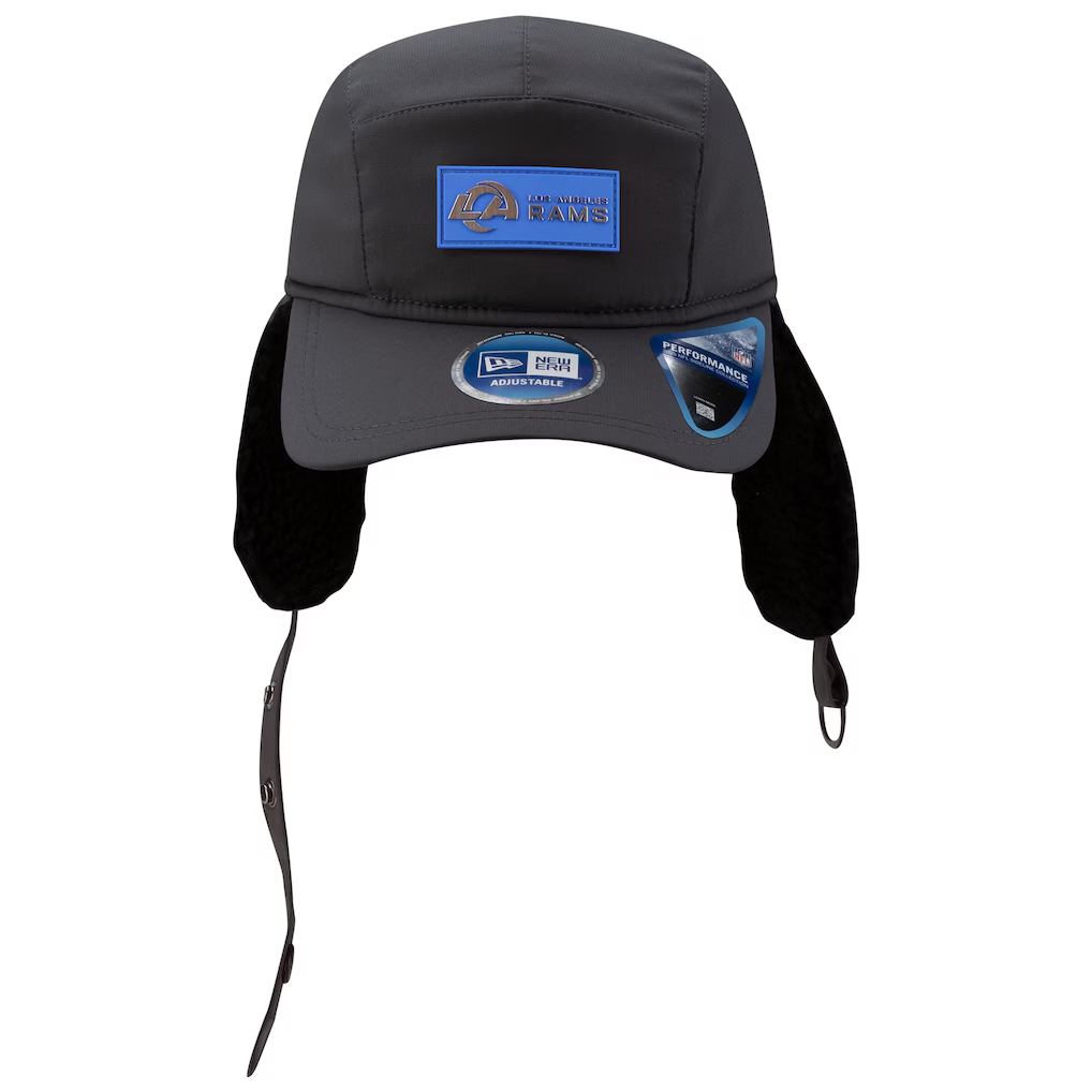 LOS ANGELES RAMS MEN'S 2025 NFL SIDELINE COLD WEATHER RUNNER DOG EAR ADJUSTABLE HAT - CHARCOAL