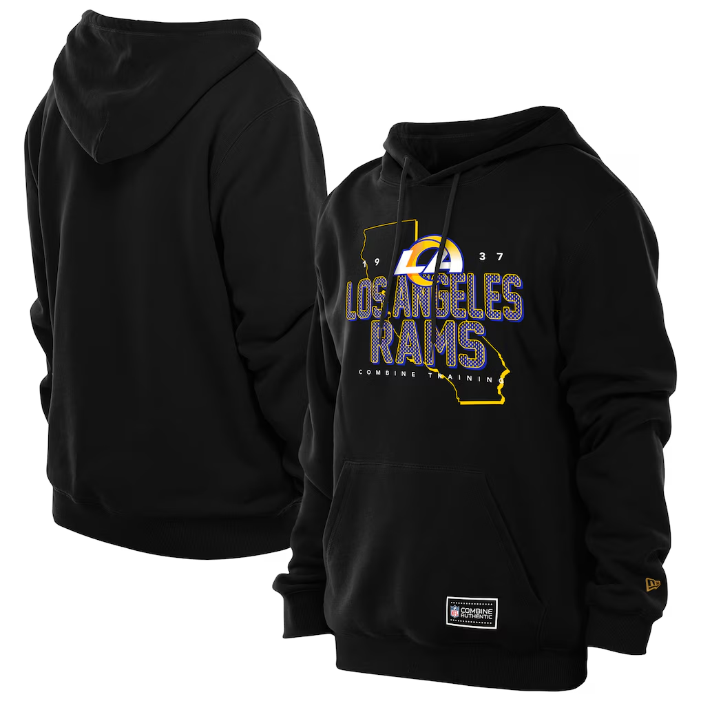 LOS ANGELES RAMS MEN'S NEW ERA NFL COMBINE PULLOVER HOODED SWEATSHIRT - BLACK