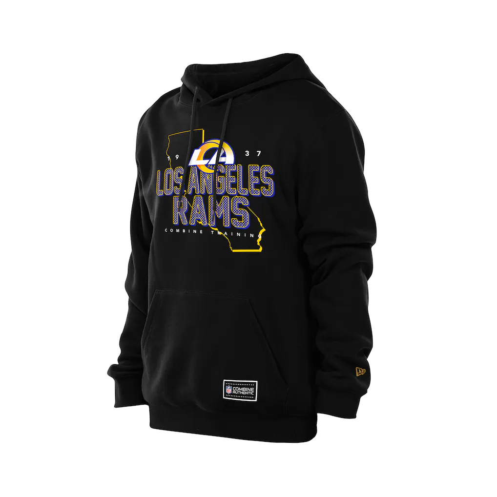 LOS ANGELES RAMS MEN'S NEW ERA NFL COMBINE PULLOVER HOODED SWEATSHIRT - BLACK
