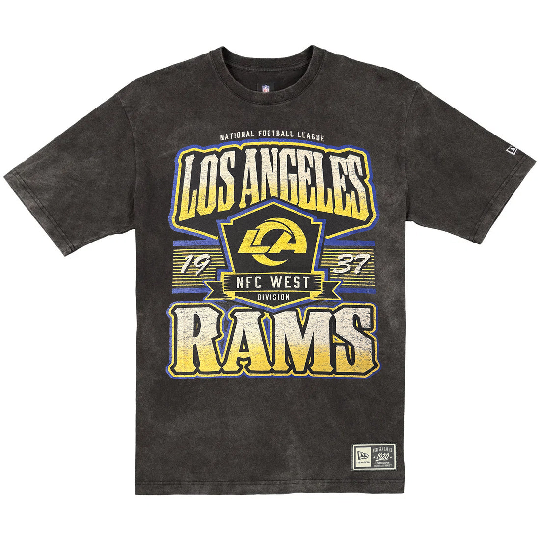 LOS ANGELES RAMS MEN'S NEW ERA THROWBACK ACID WASH T-SHIRT - BLACK