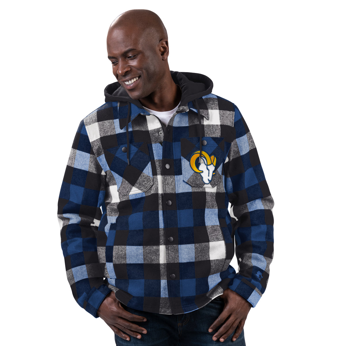 LOS ANGELES RAMS MEN'S PLAID FULL-ZIP HOODIE JACKET