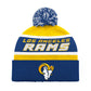 LOS ANGELES RAMS MEN'S STARTER LEGACY CUFFED KNIT WITH POM - GOLD/ROYAL