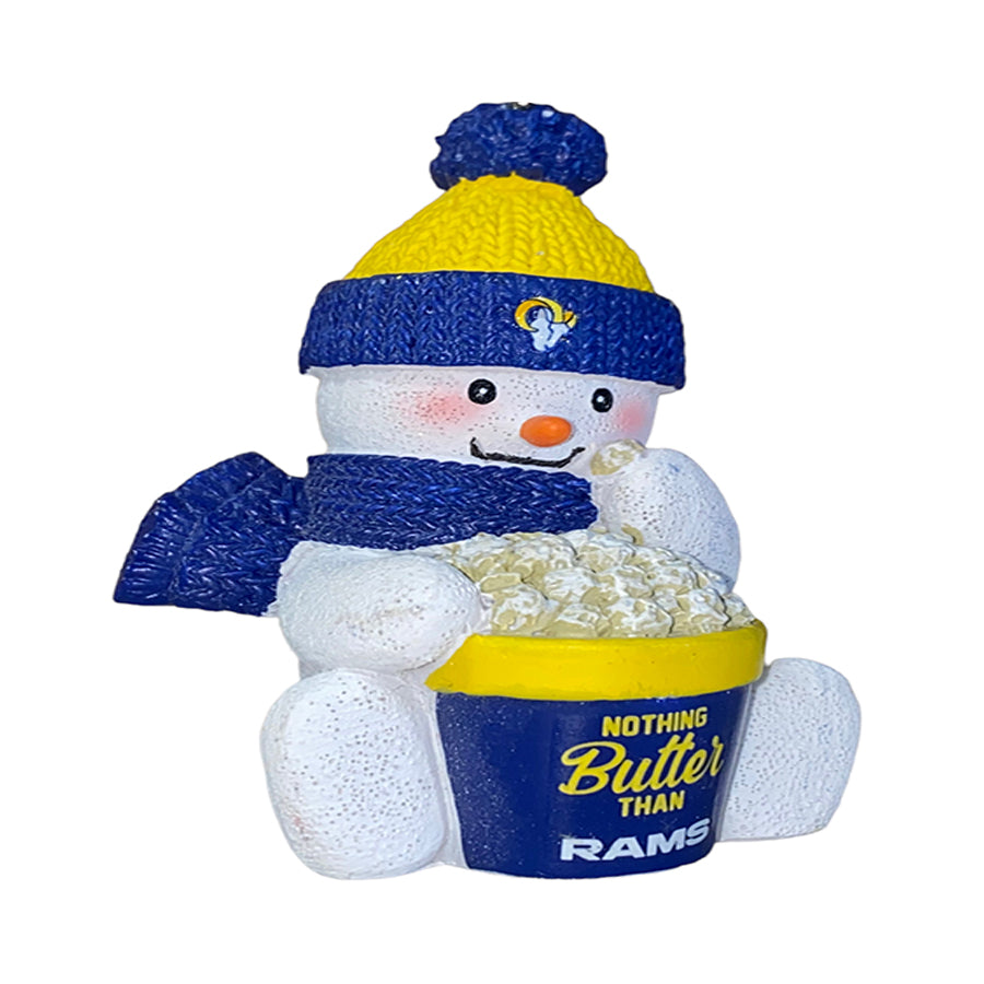 LOS ANGELES RAMS POPCORN SNOWMAN ORNAMENT