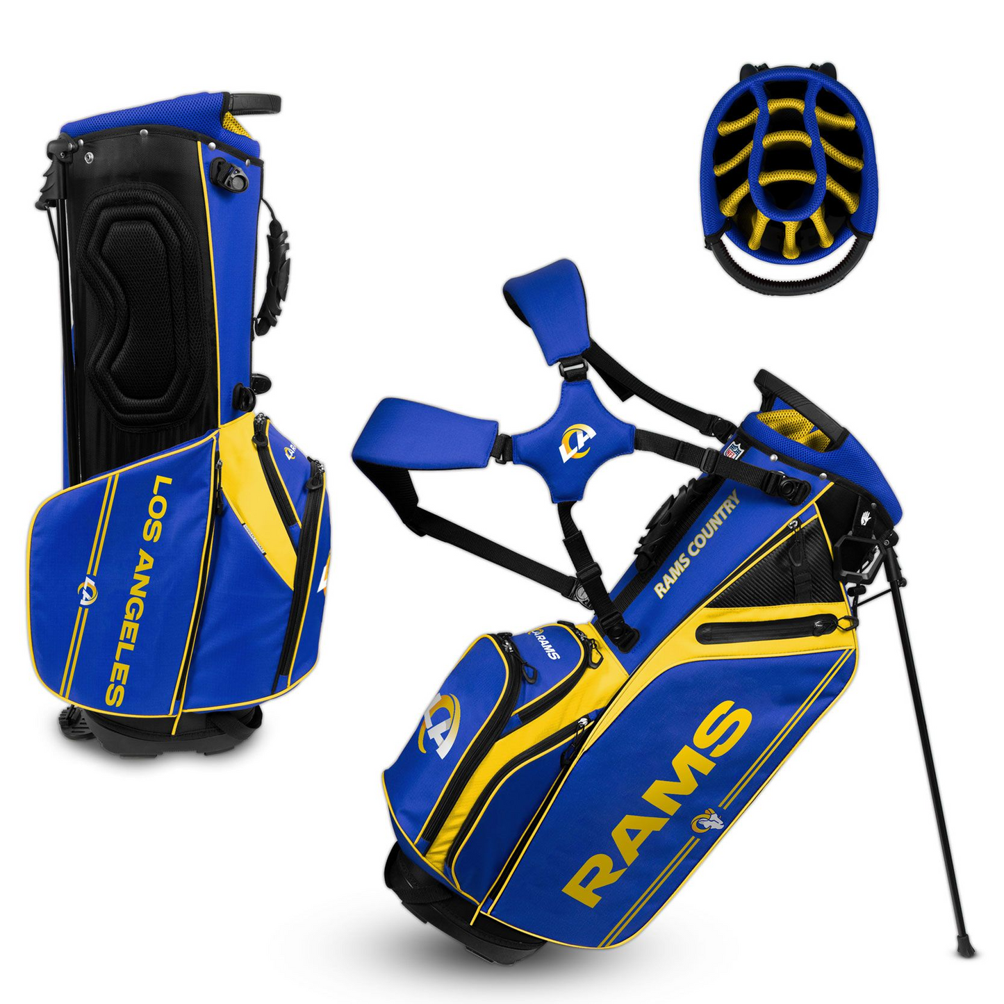 LOS ANGELES RAMS TEAM EFFORT CADDIE CARRY HYBRID GOLF BAG