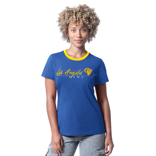 LOS ANGELES RAMS WOMEN'S G-III 4HER BY CARL BANKS MAIN PLAY T-SHIRT