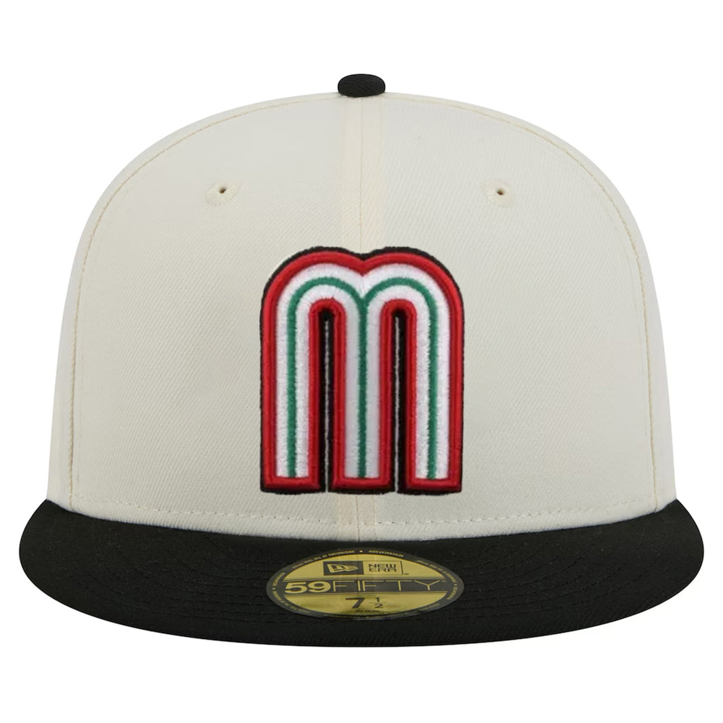MEXICO WORLD BASEBALL CLASSIC TWO TONE  CUSTOM 59FIFTY FITTED HAT - CHROME WHITE/BLACK