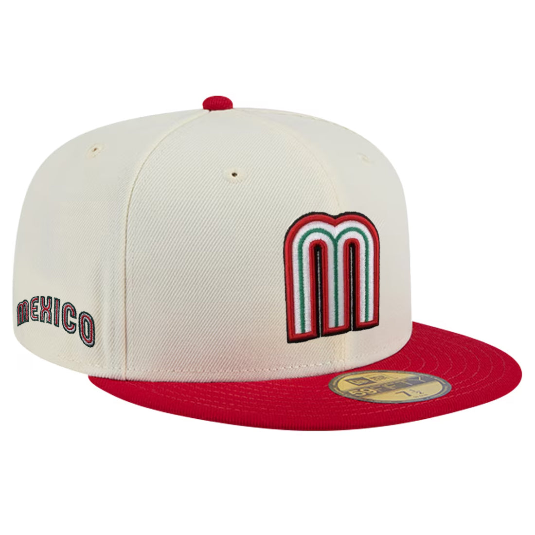 MEXICO WORLD BASEBALL CLASSIC TWO TONE  CUSTOM 59FIFTY FITTED HAT - CHROME WHITE/RED