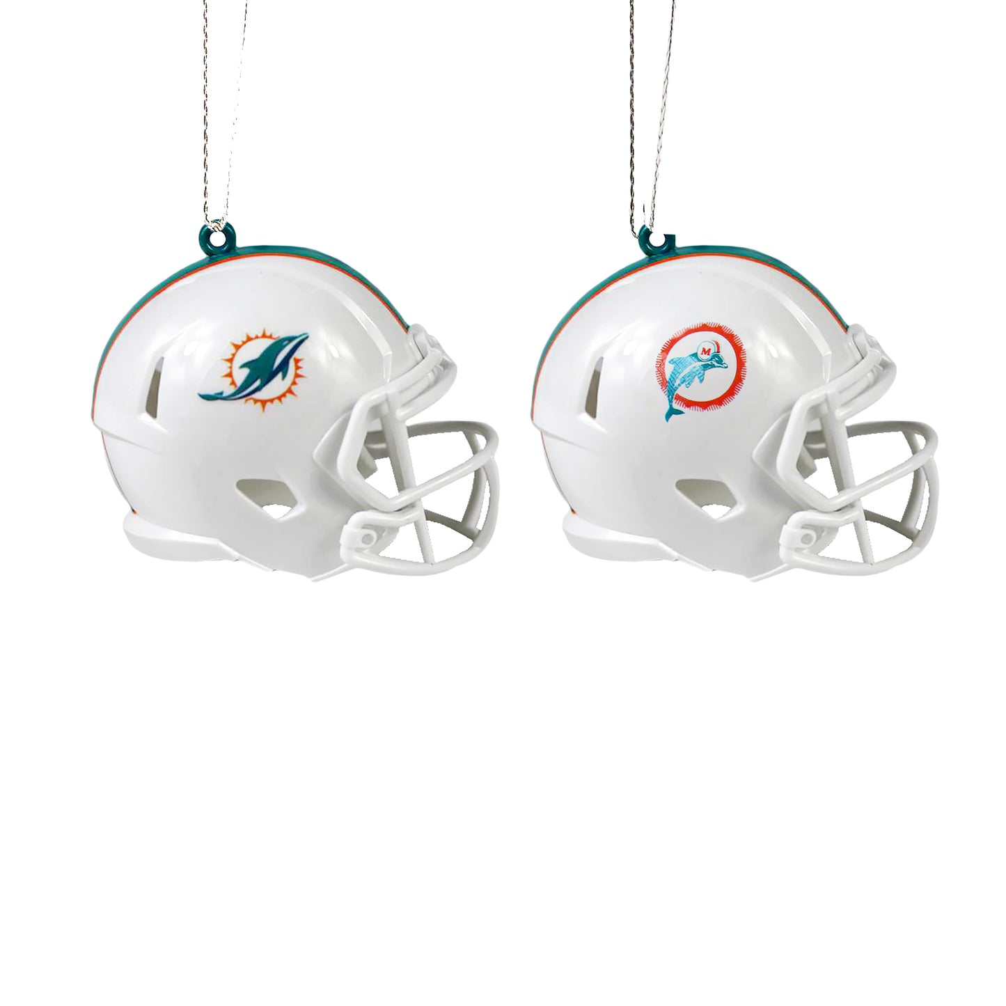 MIAMI DOLPHINS 2 PACK ABS HELMET ORNAMENT SET