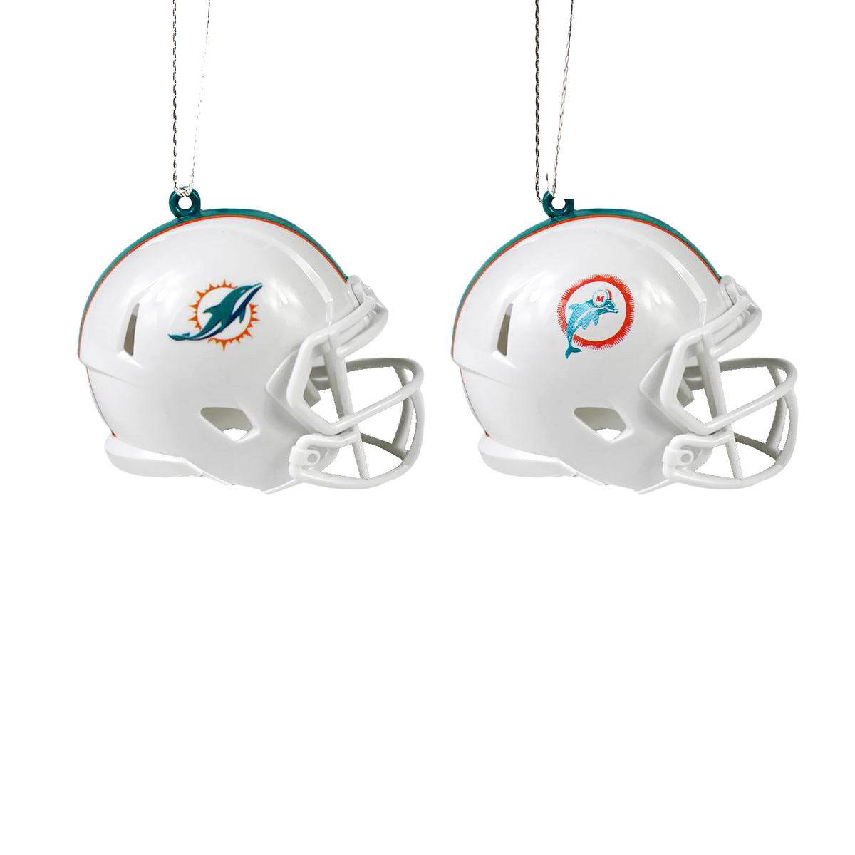 MIAMI DOLPHINS 2 PACK ABS HELMET ORNAMENT SET