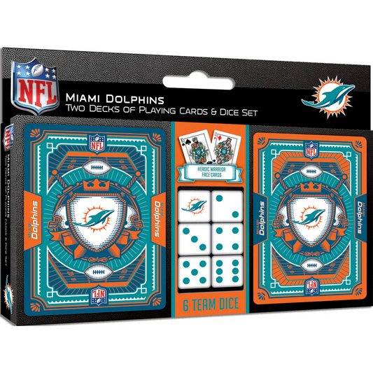MIAMI DOLPHINS 2-PACK CARD AND DICE SET