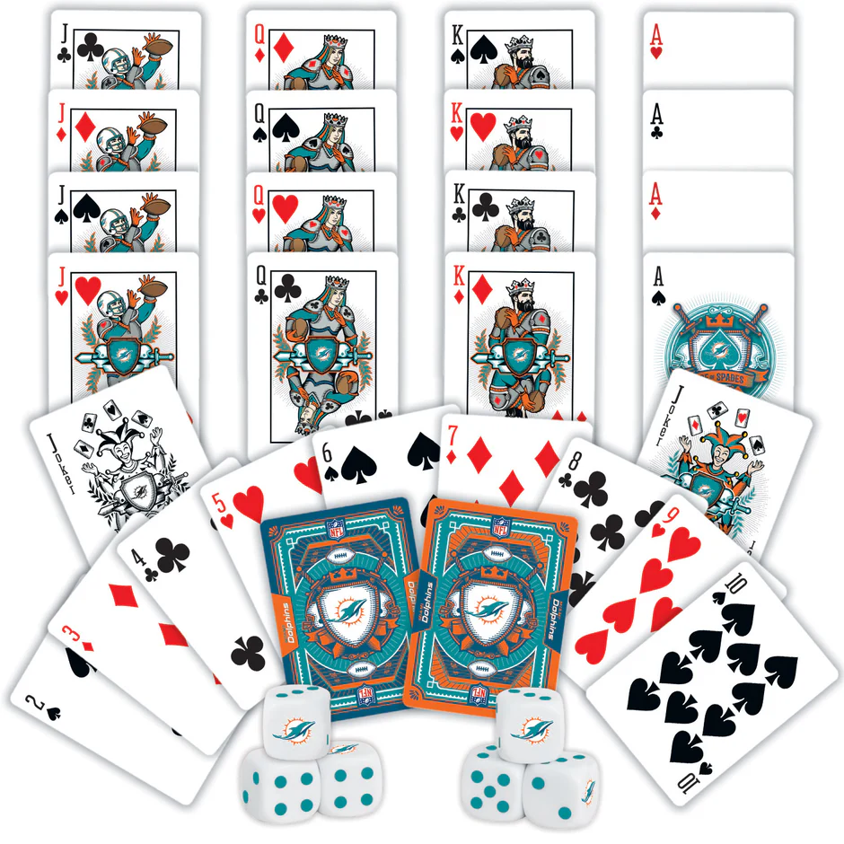 MIAMI DOLPHINS 2-PACK CARD AND DICE SET