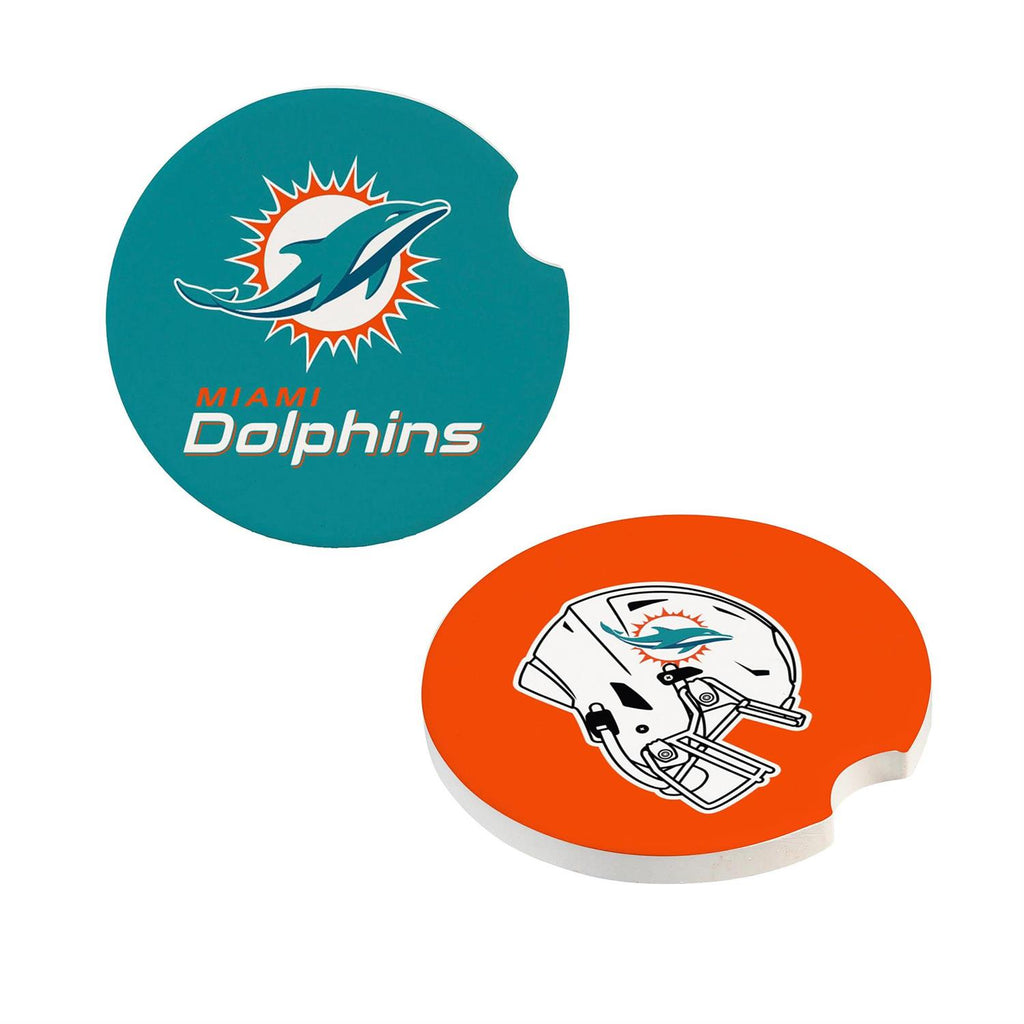 MIAMI DOLPHINS 2-PIECE CAR COASTER SET