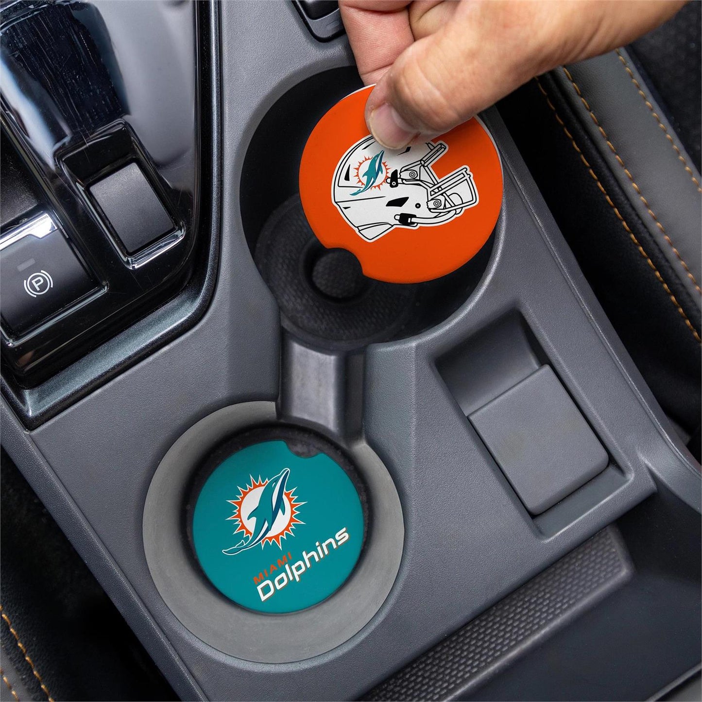 MIAMI DOLPHINS 2-PIECE CAR COASTER SET