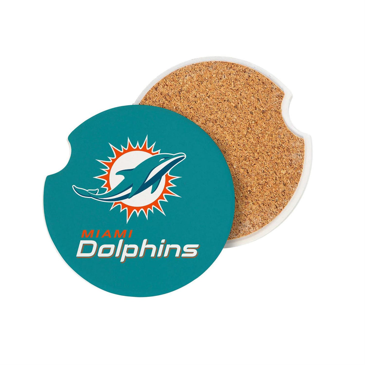 MIAMI DOLPHINS 2-PIECE CAR COASTER SET