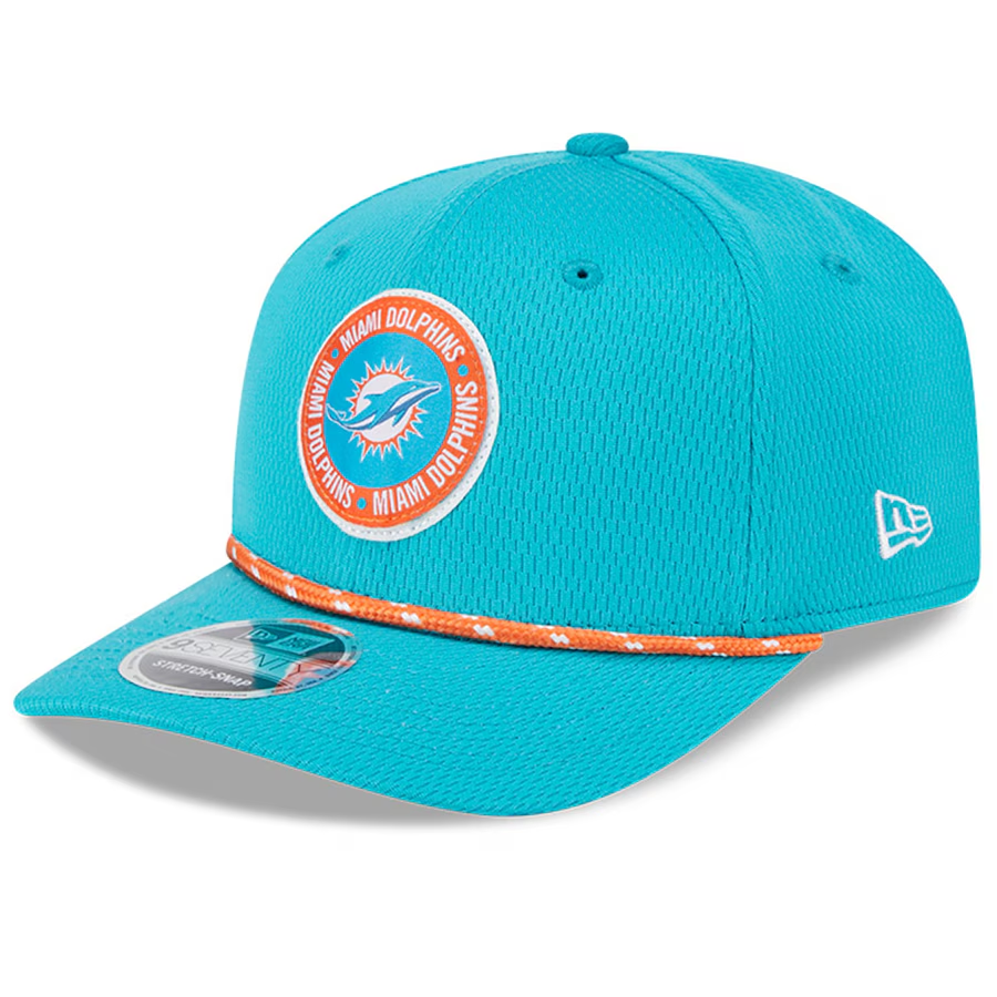 MIAMI DOLPHINS 2024 NFL SIDELINE 9SEVENTY STRETCH SNAPBACK HAT AQUA JR S SPORTS