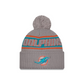 MIAMI DOLPHINS 2024 NFL SIDELINE CUFFED KNIT BEANIE WITH POM - GRAPHITE
