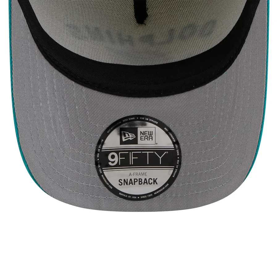 MIAMI DOLPHINS 2025 NFL DRAFT 9FIFTY A-FRAME SNAPBACK HAT - CHROME WHITE/AQUA