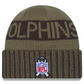 MIAMI DOLPHINS 2025 NFL SALUTE TO SERVICE CUFFED KNIT BEANIE - DARK GREEN