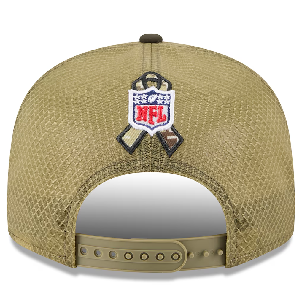 MIAMI DOLPHINS 2025 NFL SALUTE TO SERVICE SPLIT PANEL 9FIFTY SNAPBACK HAT - DARK GREEN