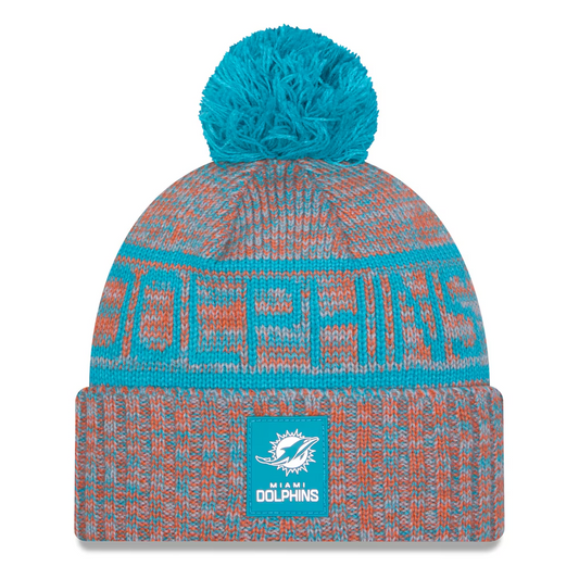 MIAMI DOLPHINS 2025 NFL SIDELINE COLD WEATHER CUFFED KNIT WITH POM - ORANGE