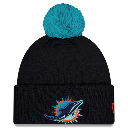 MIAMI DOLPHINS 2025 RIVALRY SIDELINE COLLECTION CUFFED KNIT WITH POM - PITCH BLUE