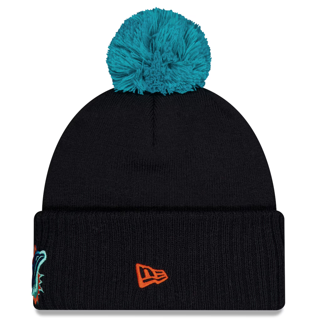 MIAMI DOLPHINS 2025 RIVALRY SIDELINE COLLECTION CUFFED KNIT WITH POM - PITCH BLUE