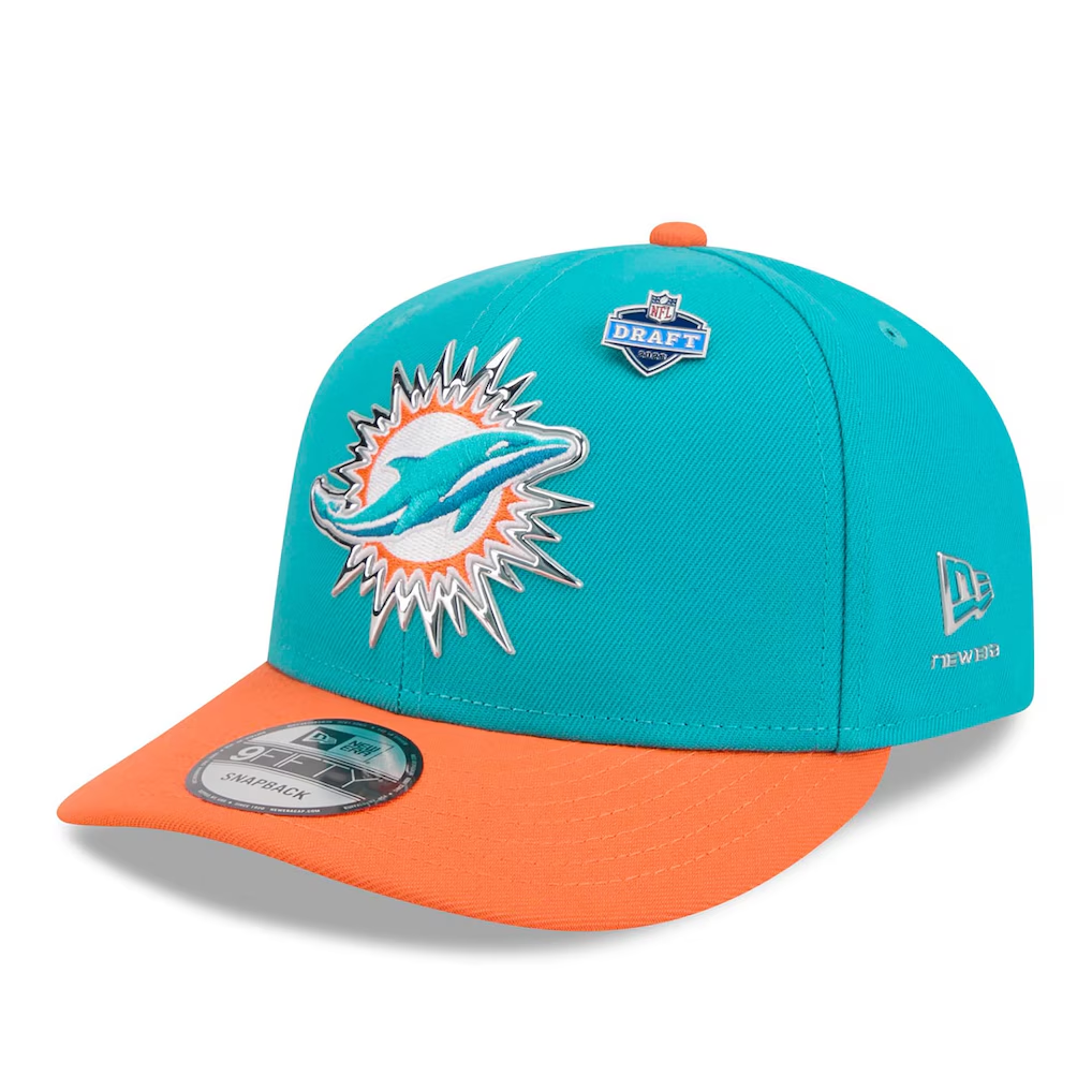 MIAMI DOLPHINS 2026 NFL DRAFT 9FIFTY SNAPBACK HAT - AQUA/ORANGE