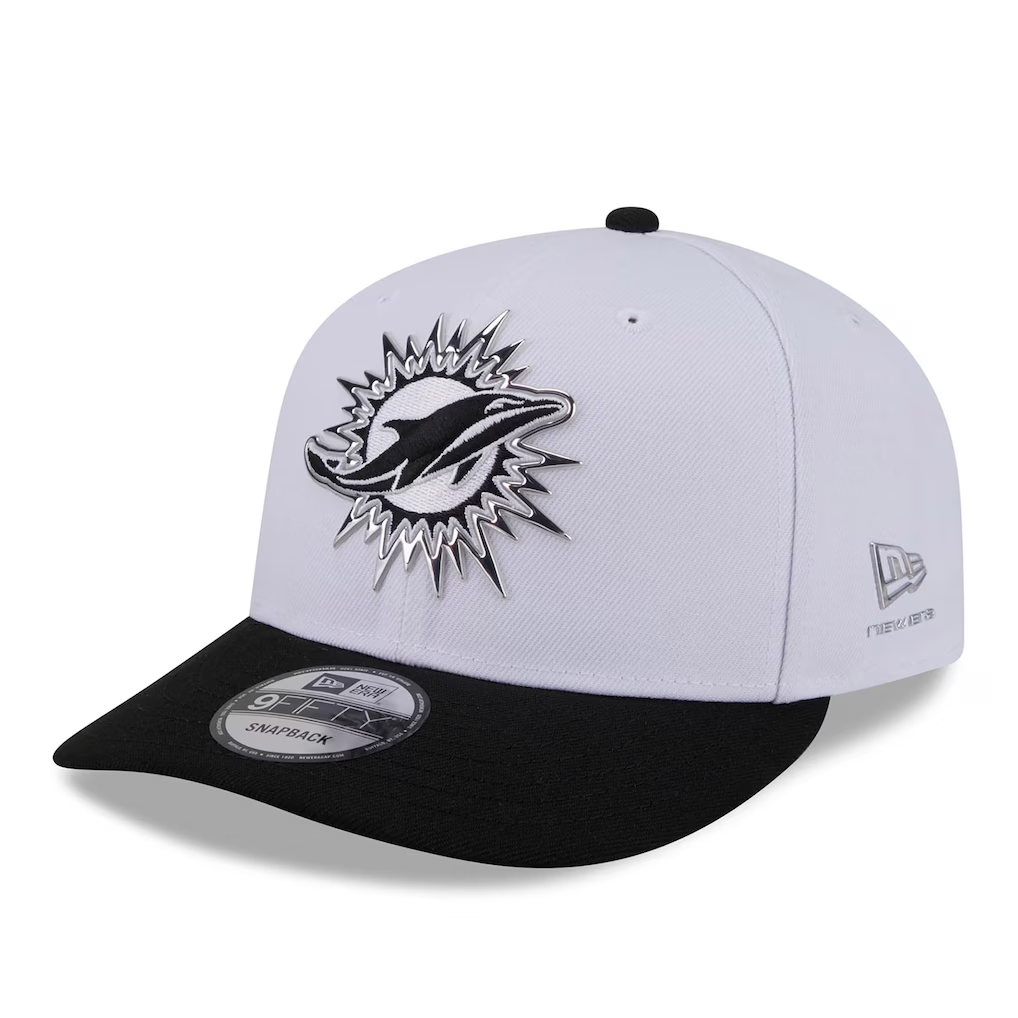 MIAMI DOLPHINS 2026 NFL DRAFT 9FIFTY SNAPBACK HAT - WHITE/BLACK