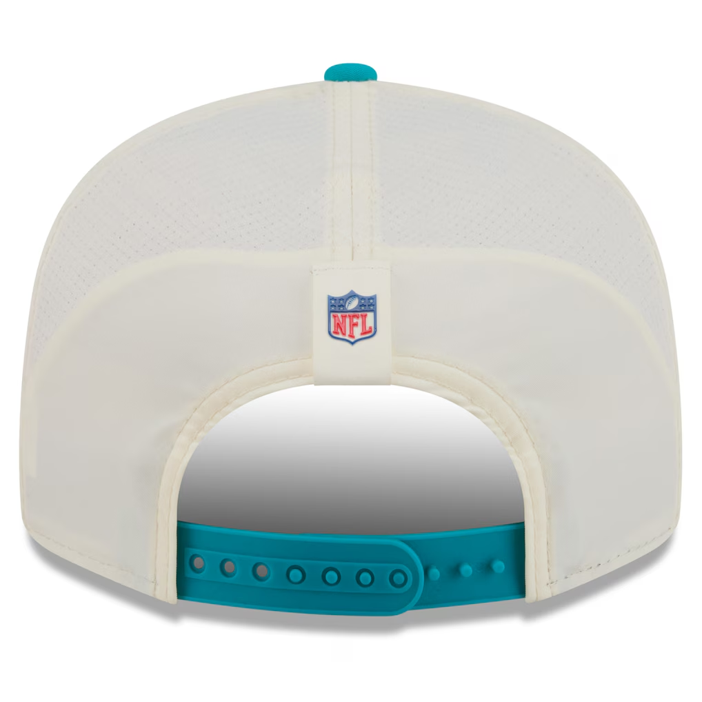 MIAMI DOLPHINS 2026 NFL TRAINING CAMP 9FIFTY SNAPBACK HAT - CHROME WHITE/AQUA
