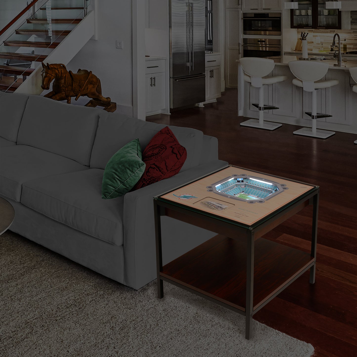 MIAMI DOLPHINS 25 LAYER 3D STADIUM LIGHTED END TABLE