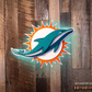MIAMI DOLPHINS 3D VINTAGE METAL WALL ART - 28" X 21"