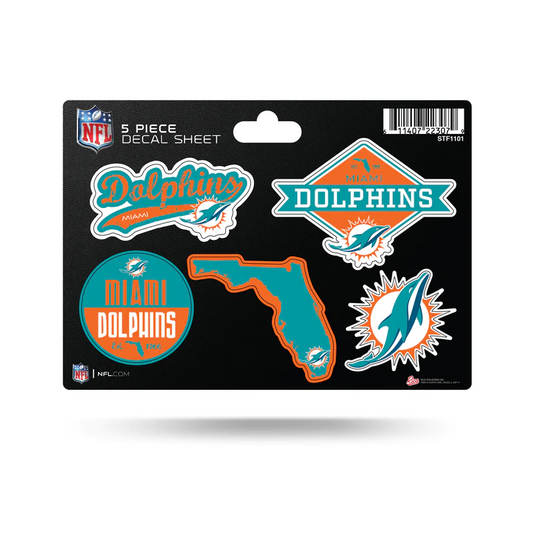 MIAMI DOLPHINS 5-PIECE STICKER SHEET