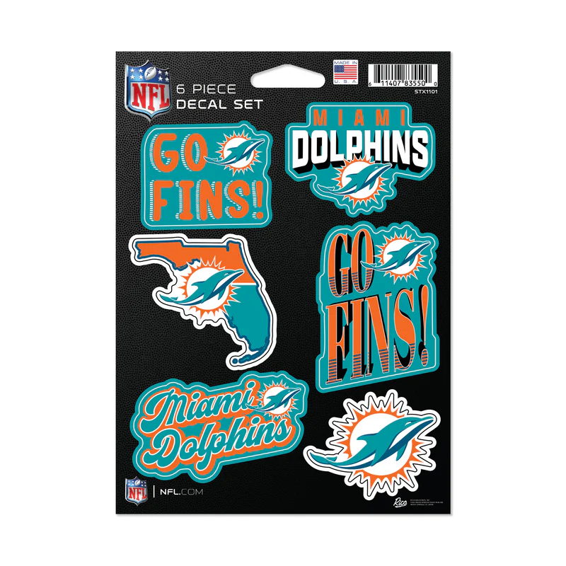 MIAMI DOLPHINS 6-PIECE DECAL SET